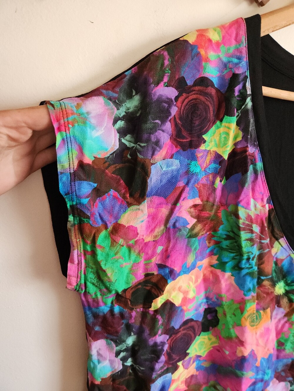 Desigual Multicolor Floral V-Neck Short Cap Sleeve Tee Viscose X Large - Picture 4 of 6